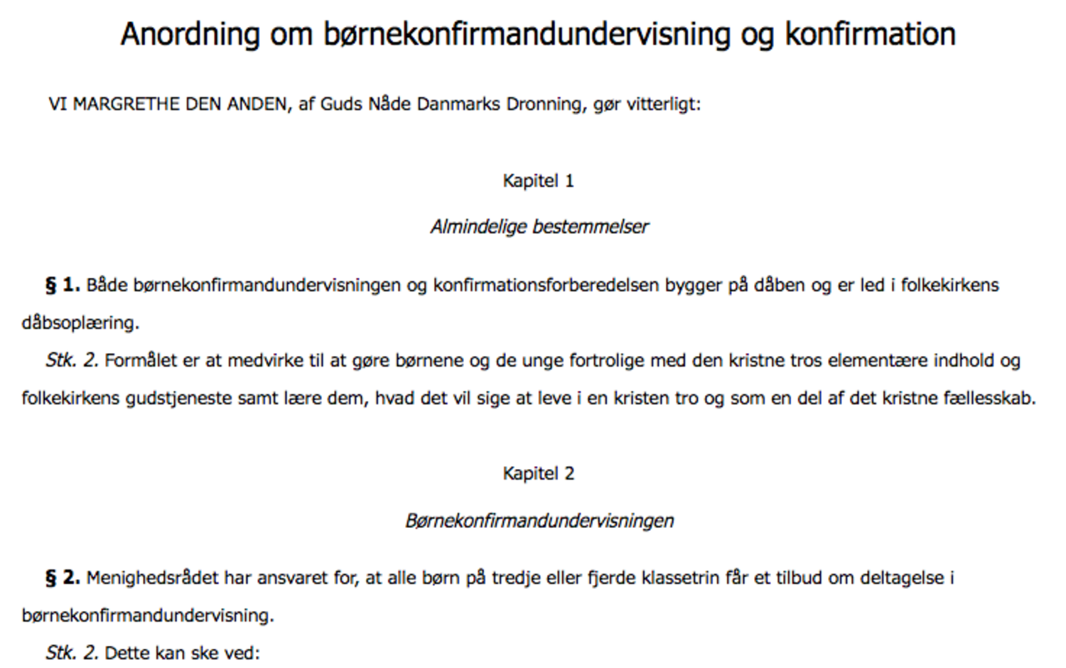 Anordning om konfirmation